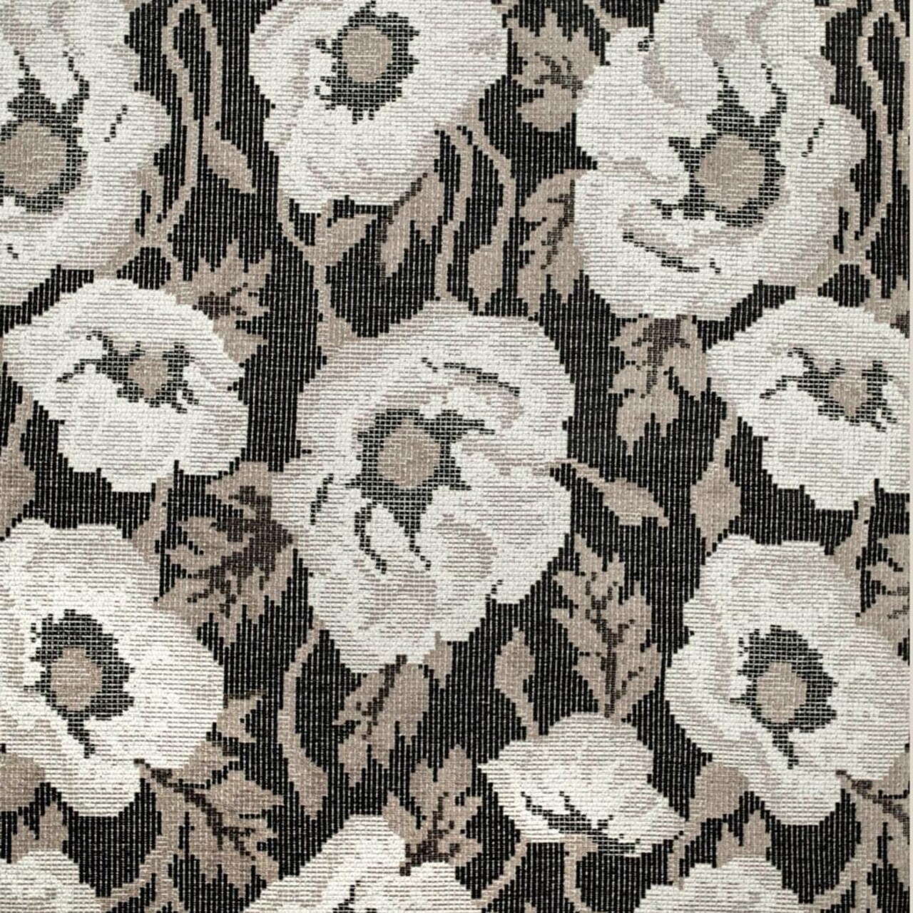 Black Floral Woven Pattern Upholstery Fabric by The Yard - SKU: Beverly Coal